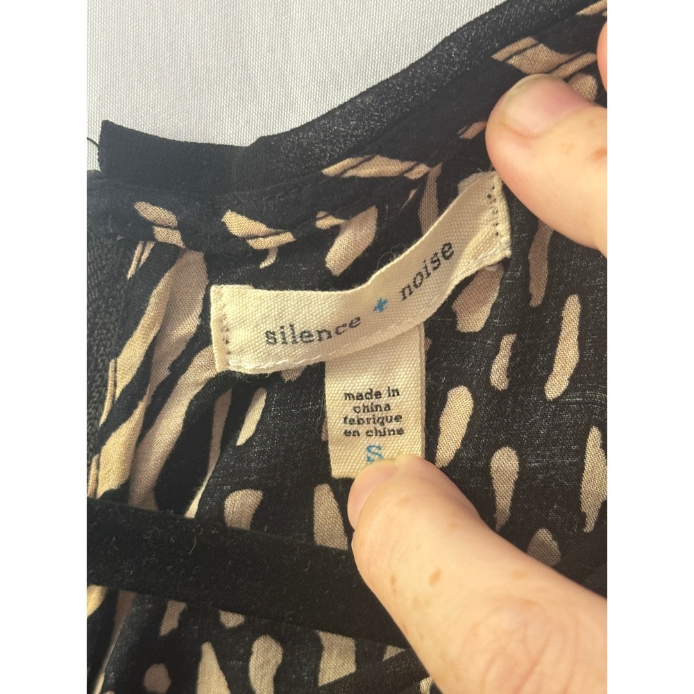 silence + noise UO Mini Dress Womens S Black Tan Animal Print Y2K Indie Sleaze - Picture 4 of 6